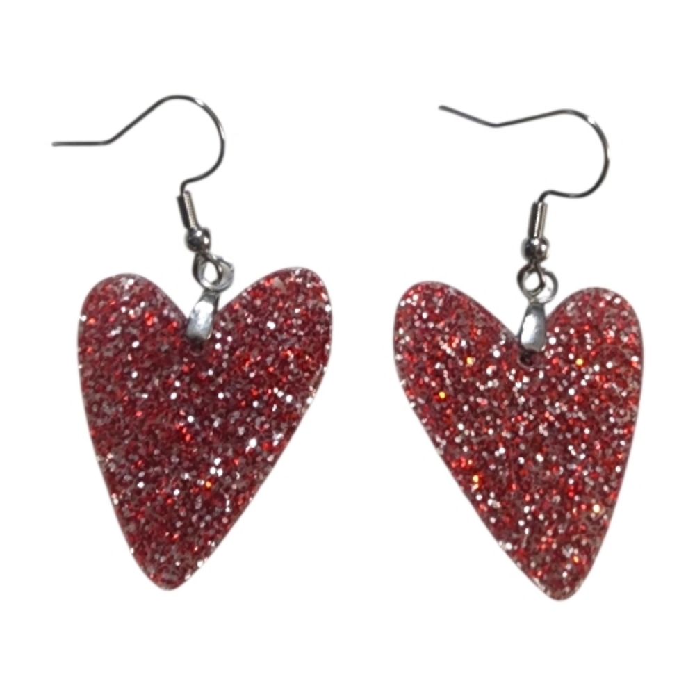 Ruby Glitz Acrylic Drop Earrings